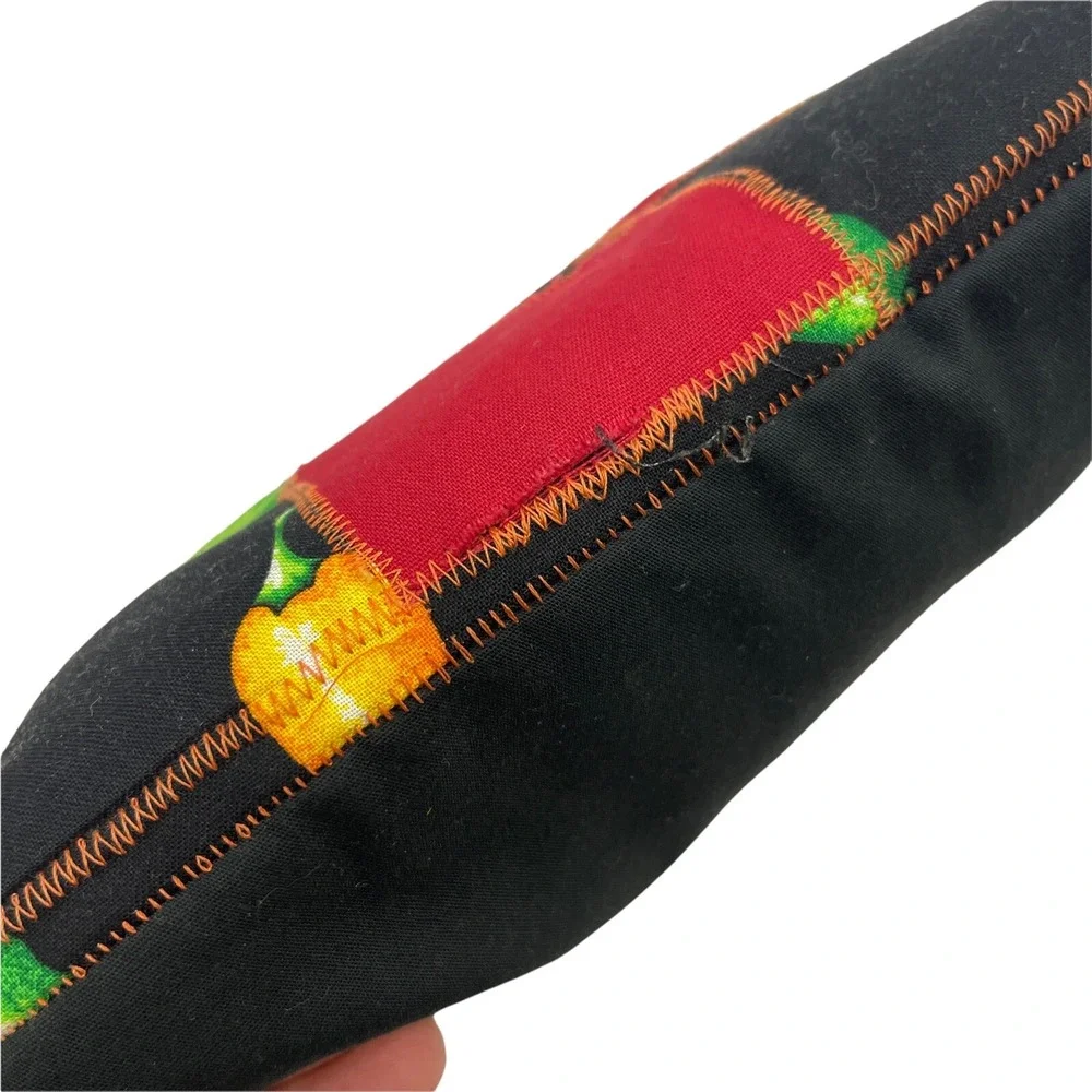 Handmade Pieced Pillow Black with Multicolor Peppers‎ 12